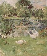 Berthe Morisot The Girl is rowing and goose oil